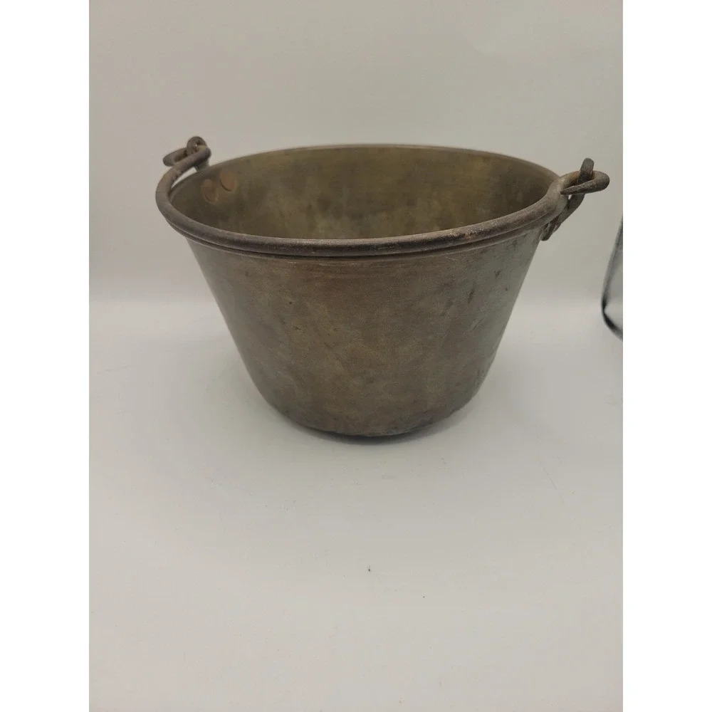 Antique HW Hayden Spun Brass Bucket Pail 1851 Patent Ansonia As Is Decor